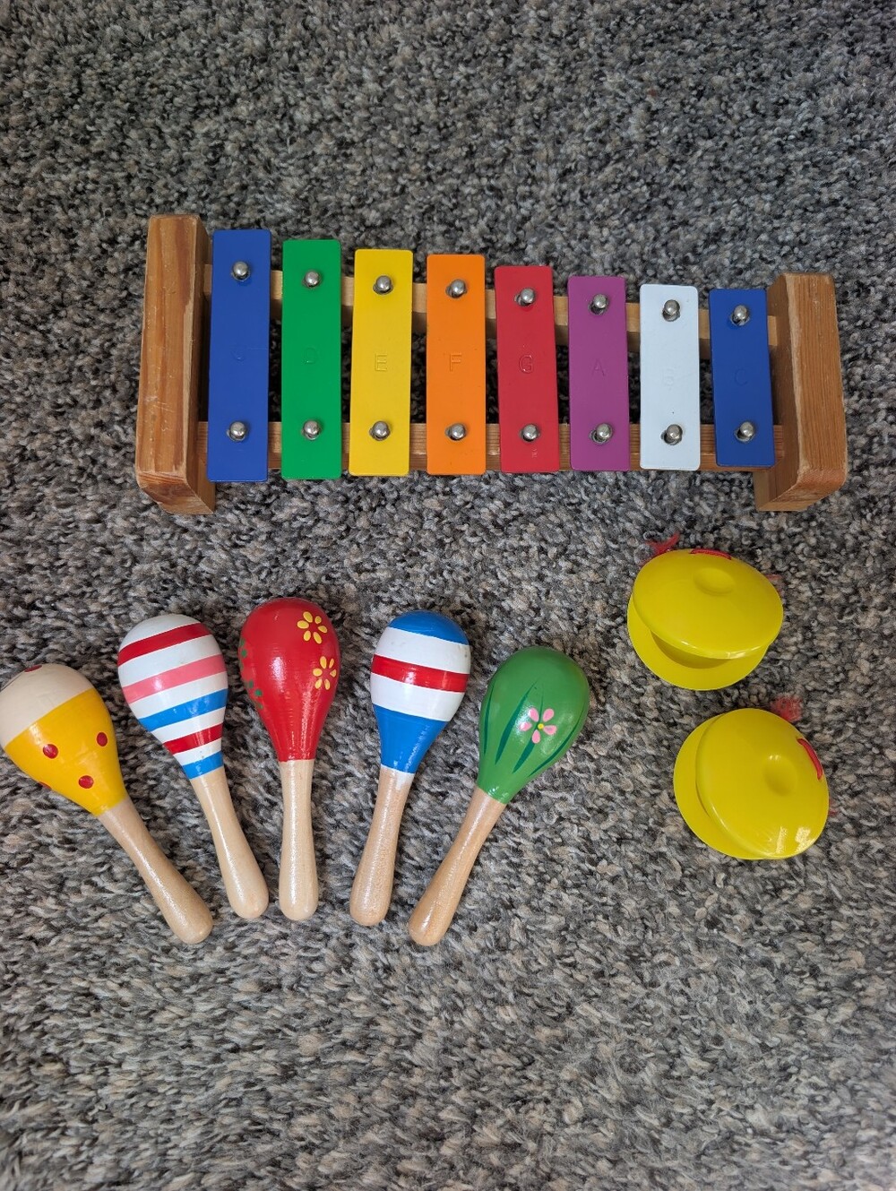 Wooden Xylophone and Maraca Set Claves for Baby Montessori Music Toy Bundle